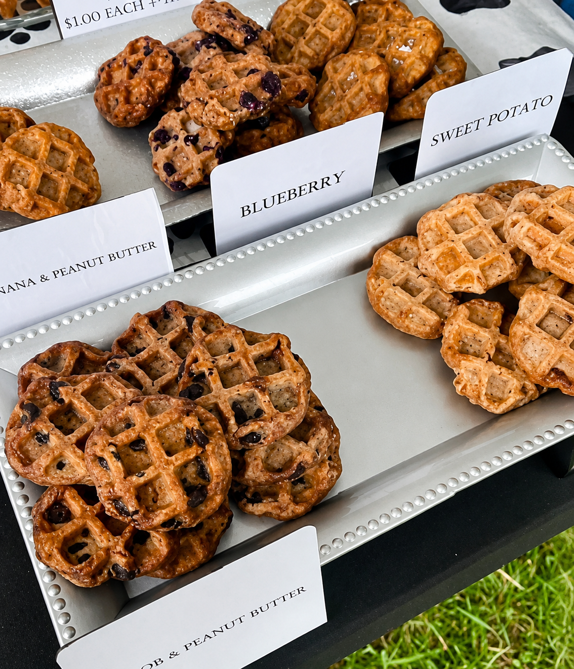 Homemade sweet potato waffle dog treats